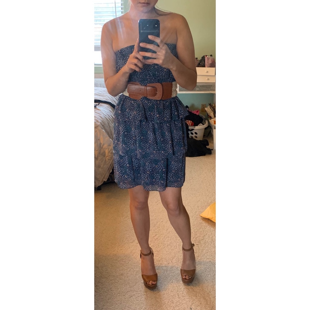 Blue floral tube dress size Small